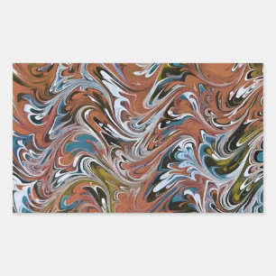Adesivo Retangular Ondas em Abstrato de Arte Vermelha e Azul em Acrír