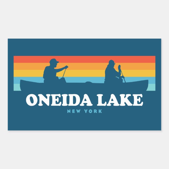 Adesivo Retangular Oneida Lake New York Canoe (Frente)