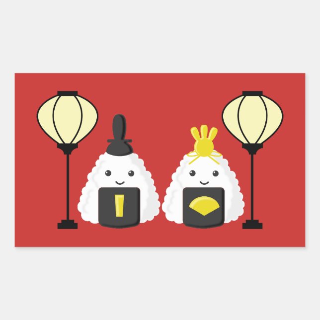 Adesivo Retangular Onigiri do Hina Matsuri (Frente)