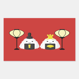 Adesivo Retangular Onigiri do Hina Matsuri