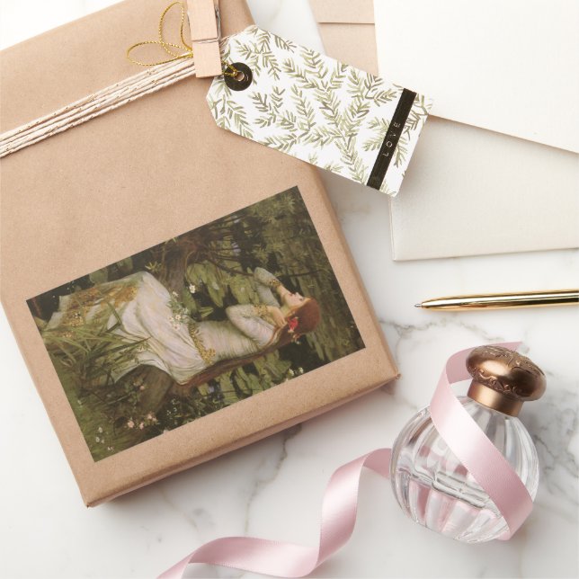 Adesivo Retangular Ophelia de Pond por John William Waterhouse (Presentear)