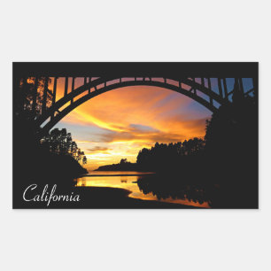 Adesivo Retangular Orange California Costal Sunset Sob Ponte