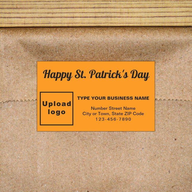 Adesivo Retangular Orange Color Saint Patrick Business (Business brand with Saint Patrick greeting on orange rectangle sticker)