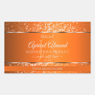 Adesivo Retangular Orange Silver com Rótulos de Produto de Iniciais d