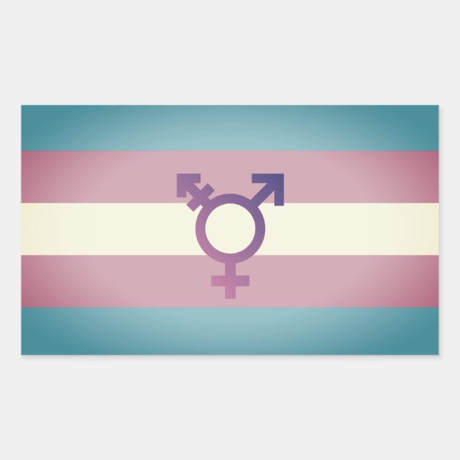 Adesivo Retangular Orgulho Transgênero e Símbolo (Frente)