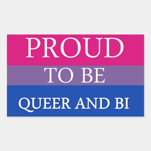 Adesivo Retangular Orgulhoso de ser Queer e Bi (Frente)