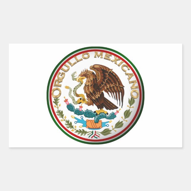 Adesivo Retangular Orgullo Mexicano (Águia da Bandeira Mexicana) (Frente)