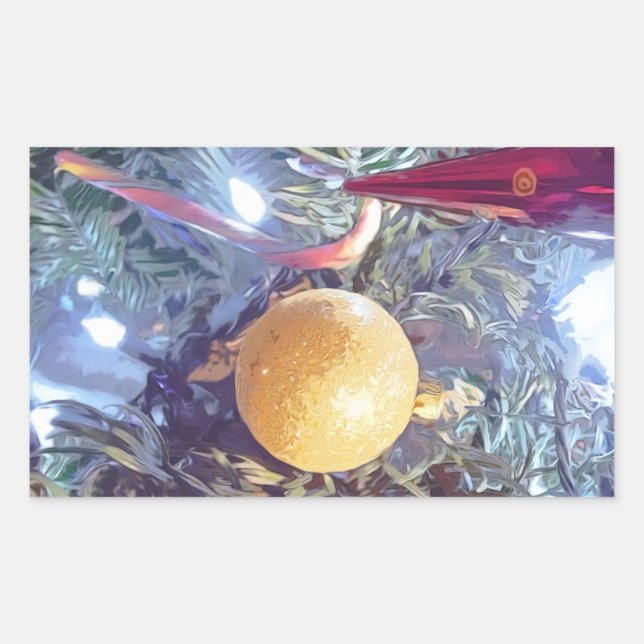 Adesivo Retangular Ornamentos de férias de inverno (Frente)