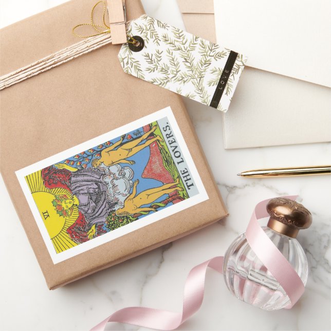 Adesivo Retangular Os Amantes Tarot Card Começam A Ler (Presentear)