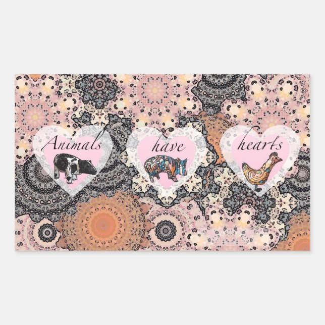 Adesivo Retangular Os animais têm coração (Frente)