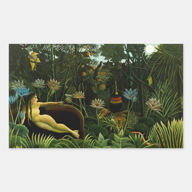 Adesivo Retangular Os autocolantes "O Sonho" de Rousseau (Frente)