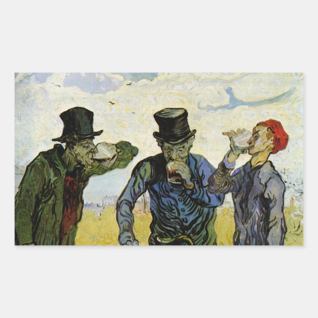 Adesivo Retangular Os Bebedores por Vincent van Gogh (Frente)