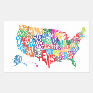 Adesivo Retangular Os Estados Unidos nos nomes