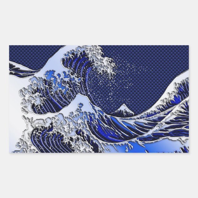 Adesivo Retangular Os estilos de fibra de carbono do cromo Hokusai Wa (Frente)