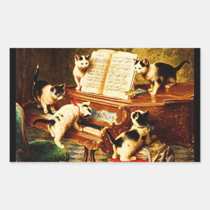 Adesivo Retangular Os gatos-do-gato-do-caixote-do-piano