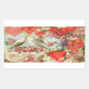 Adesivo Retangular Os pássaros adoram o coração antigo