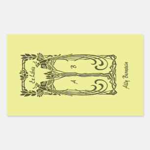 Adesivo Retangular Os pavões ex do vintage de Libris adicionam as