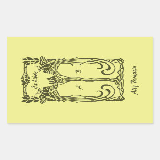 Adesivo Retangular Os pavões ex do vintage de Libris adicionam as