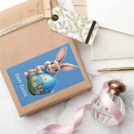 Adesivo Retangular Osterhase mit blauer Schleife -