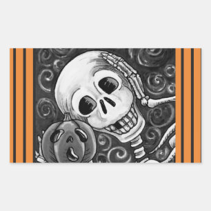 ADESIVO RETANGULAR OUÇA O SEU BOMBEIRO, HALLOWEEN SKELETON STICKER