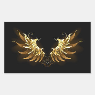Adesivo Retangular Ouro Angel Wings sobre fundo preto