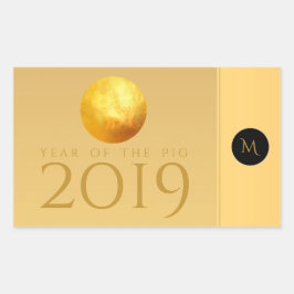 Adesivo Retangular Ouro Chinês Pig Papercut 2019 Monogramas R Stick