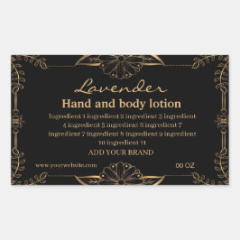 Adesivo Retangular Ouro de luxo e ingredientes negros