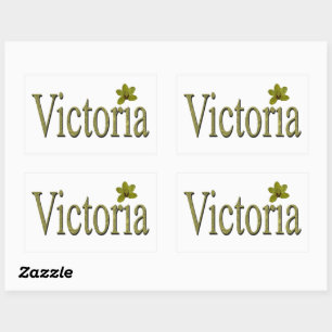 Adesivo Retangular Ouro Flecks Victoria Name Design,