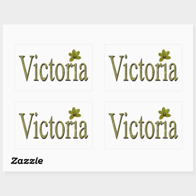 Adesivo Retangular Ouro Flecks Victoria Name Design, (Folha)
