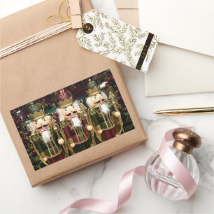 Adesivo Retangular Ouro Green Nutcracker Soldiers Natal