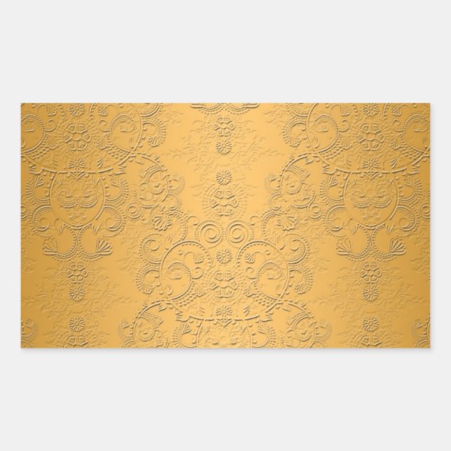 Adesivo Retangular Ouro Simulada com Desenho Ornamental Embutido (Frente)