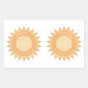 Adesivo Retangular "Ouro Sunflower Mandala - Luz Dentro De Você"