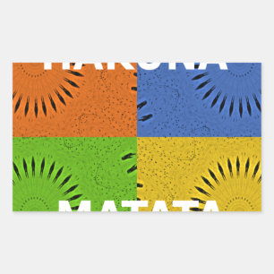 Adesivo Retangular Ouro Vermelho Azul Verde Matata Hakuna