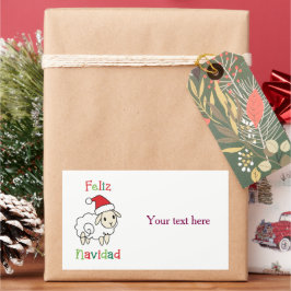 Adesivo Retangular Ovelha de Natal Fofa – Feliz Navidad