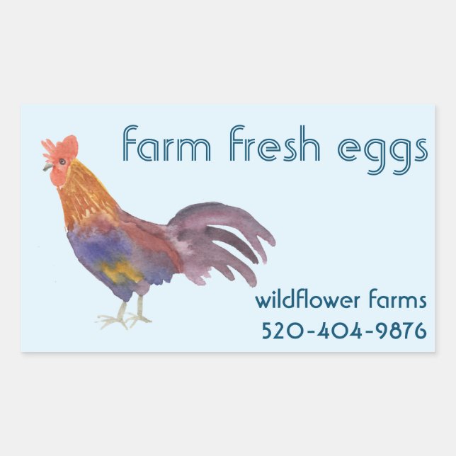 Adesivo Retangular Ovos de frango com aquarela para venda de produto  (Frente)