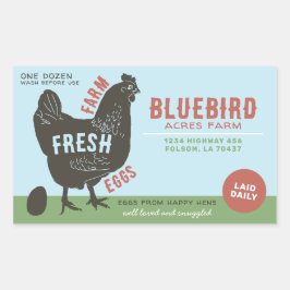 Adesivo Retangular Ovos Frescos de fazenda
