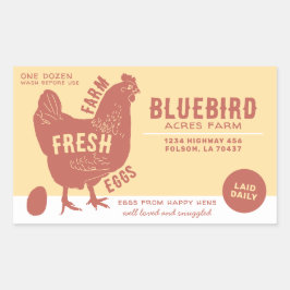 Adesivo Retangular Ovos Frescos de fazenda