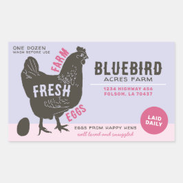 Adesivo Retangular Ovos Frescos de fazenda