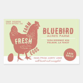 Adesivo Retangular Ovos Frescos de fazenda