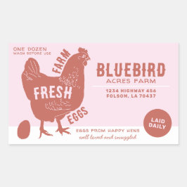 Adesivo Retangular Ovos Frescos de fazenda