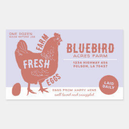 Adesivo Retangular Ovos Frescos de fazenda
