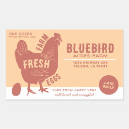 Adesivo Retangular Ovos Frescos de fazenda