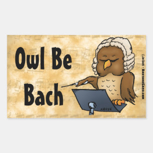 Adesivo Retangular Owl Be Bach Funny Owl Cartoon