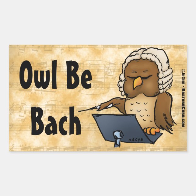 Adesivo Retangular Owl Be Bach Funny Owl Cartoon (Frente)