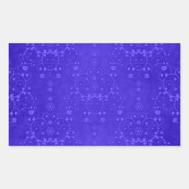 Adesivo Retangular Padrão Damask Fancy Azul Cobalto Vibrante (Frente)