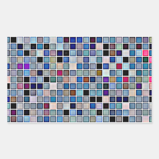 Adesivo Retangular Padrão de Azulejos de Banheiro Azul-Funky-Distante (Frente)