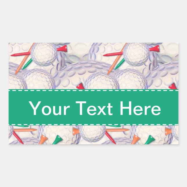 Adesivo Retangular Padrão de Bolas e Camisetas de Golfe; (Frente)