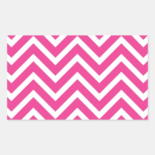 Adesivo Retangular Padrão de Chevron Rosa Girly (Frente)