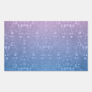 Adesivo Retangular Padrão de Damasco Floral Roxo Azul Elegante