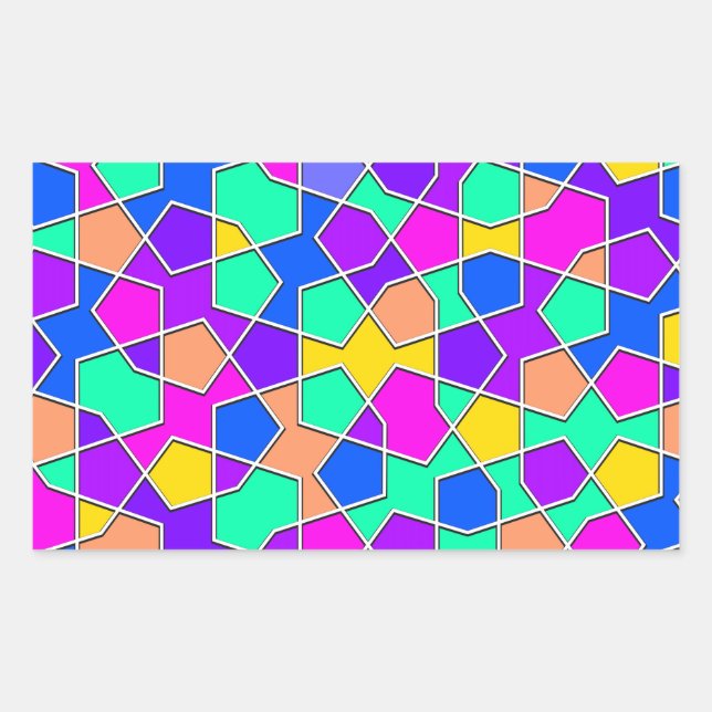 Adesivo Retangular padrão de decoração geométrica religiosa islâmica  (Frente)